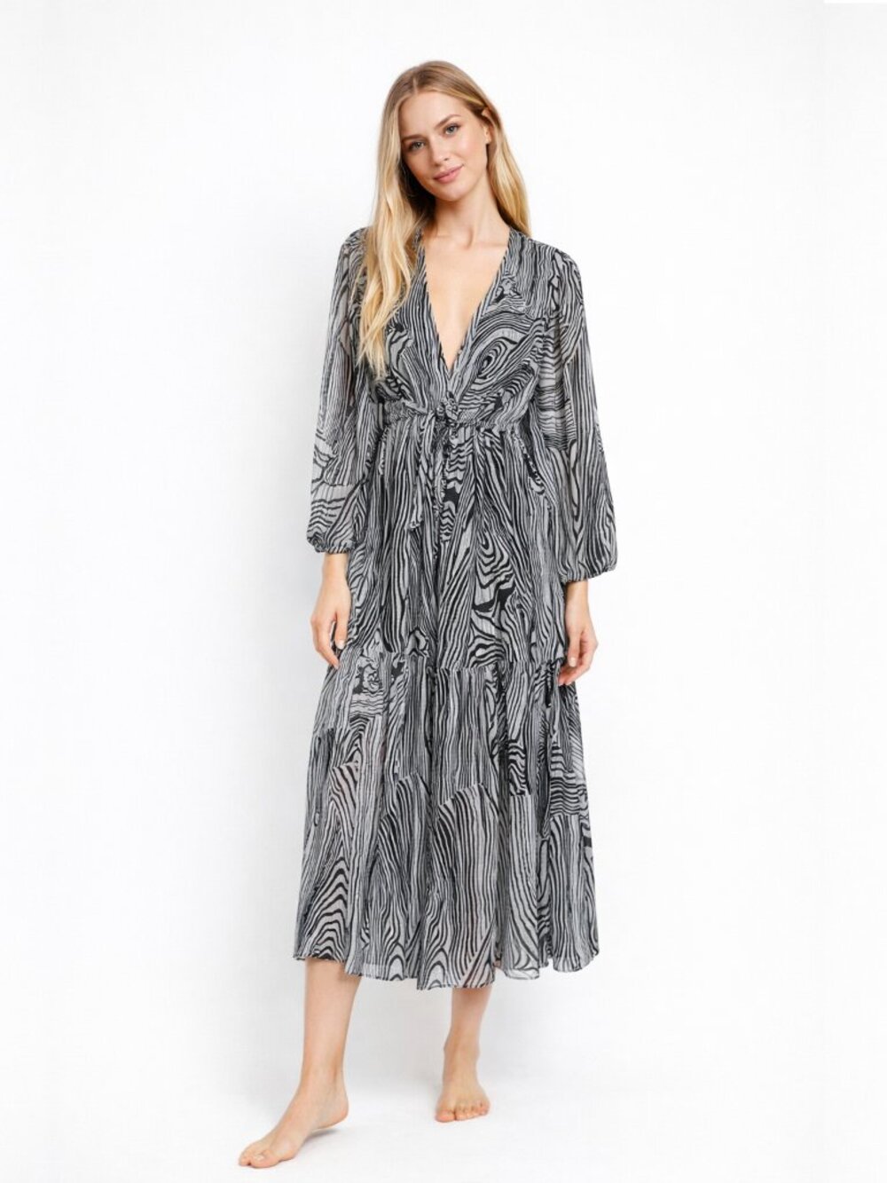 2/$30 Express Metallic Zebra Stripes Cover-up Ecru Black Small/ Medium #A1939